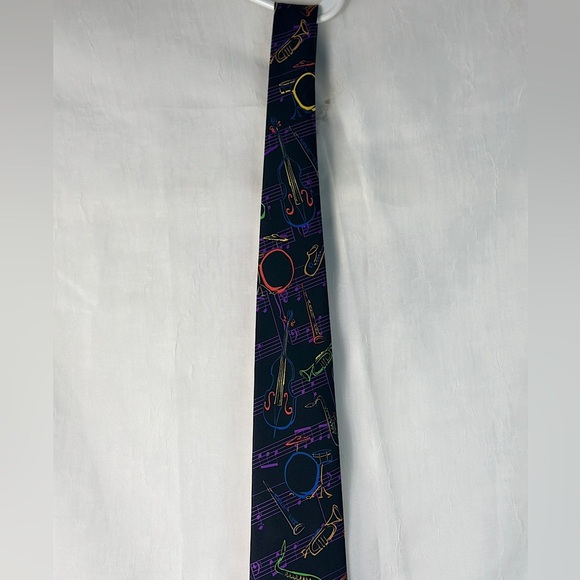 Three Rocker Necktie Company Music Band Instruments All Over Printed Mens Tie - Picture 11 of 17